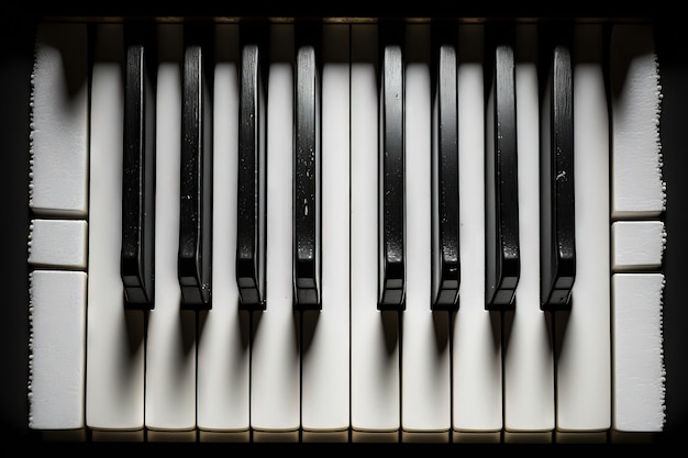 Vista dei tasti del pianoforte dall'alto