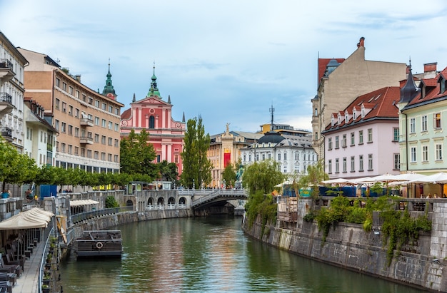 Vista del centro della città di Lubiana, Slovenia