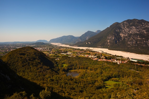 Vista del fiume Tagliamento dal monte Ercole, Italy