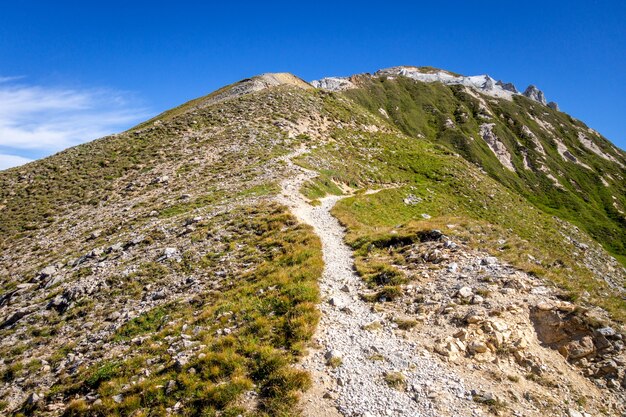 Vista del paesaggio di montagna dal Petit Mont Blanc