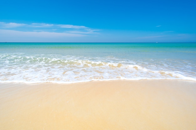 Vista del paesaggio naturale della bellissima spiaggia tropicale e del mare in una giornata di sole Spazio mare spiaggia