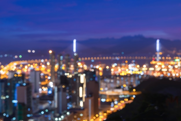 vista del paesaggio urbano di Hong Kong di notte