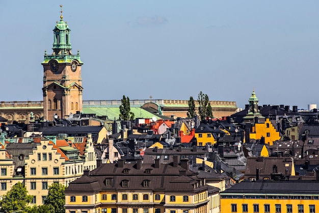 Vista del paesaggio urbano di Stoccolma dal punto di vista Monteliusvägen, centro di Stoccolma, Svezia.