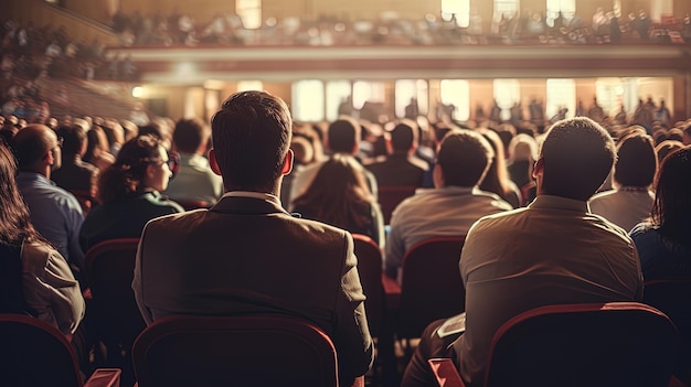 Vista del pubblico nella sala conferenze che ascolta un generativo