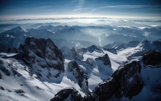 Vista del Sustenhorn dalla catena montuosa del Monte Titlis nelle alpi svizzere giornata di sole Svizzera AI generativa