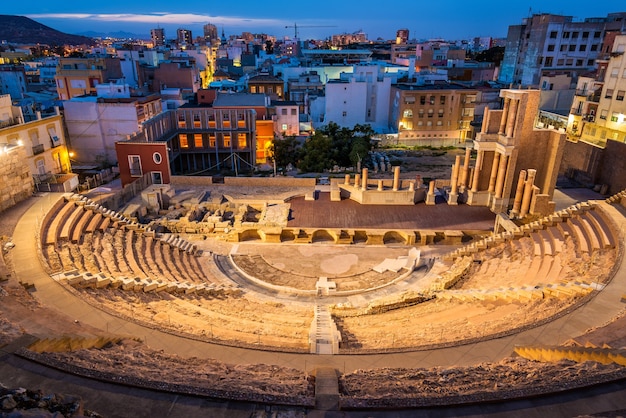 Vista del teatro romano di Cartagena, Spagna