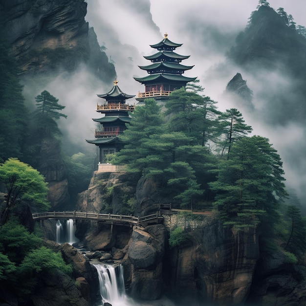 Vista del tempio cinese
