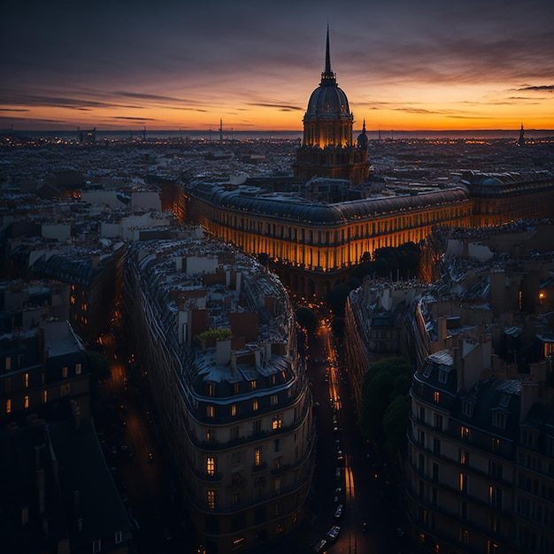 vista del tramonto a la denfense a parigi francia