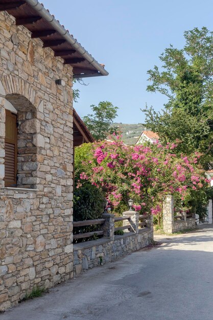 Vista del villaggio di montagna di Pinakates South Pelion Prefettura di Magnesia Grecia