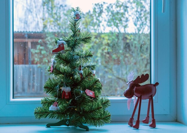 Vista dell'albero di Natale a casa