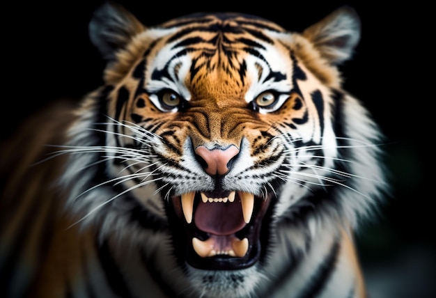 Vista dell'animale tigre arrabbiato allo stato selvatico