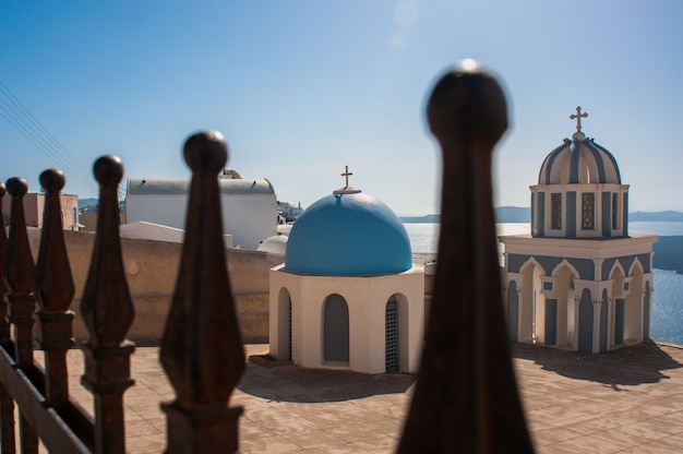 Vista dell'arcipelago greco di Santorini di giorno.