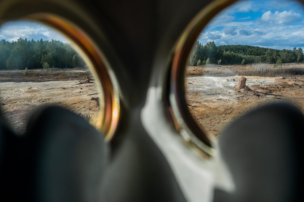 vista dell'interno della maschera protettiva