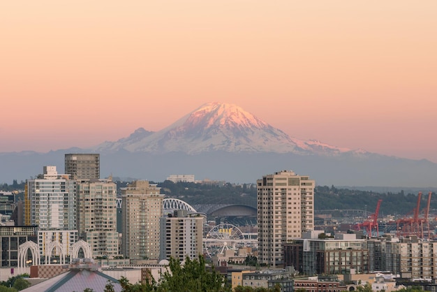 Vista dell'orizzonte del centro cittadino di Seattle