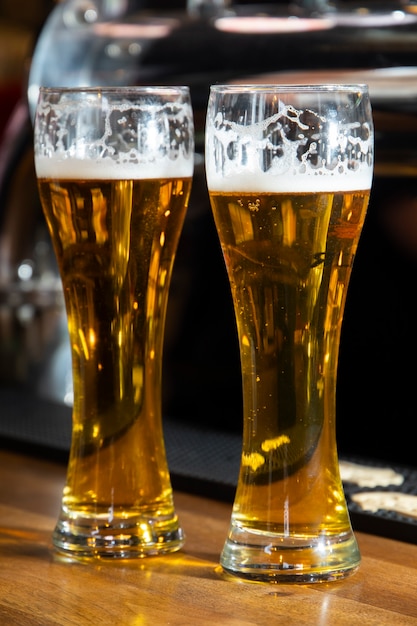 Vista della birra in vetro al birrificio