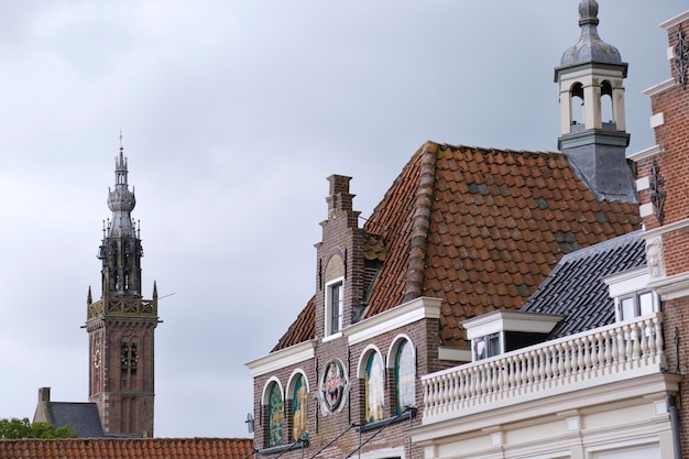 Vista della chiesa di San Nicola e di diversi edifici Edam Paesi Bassi