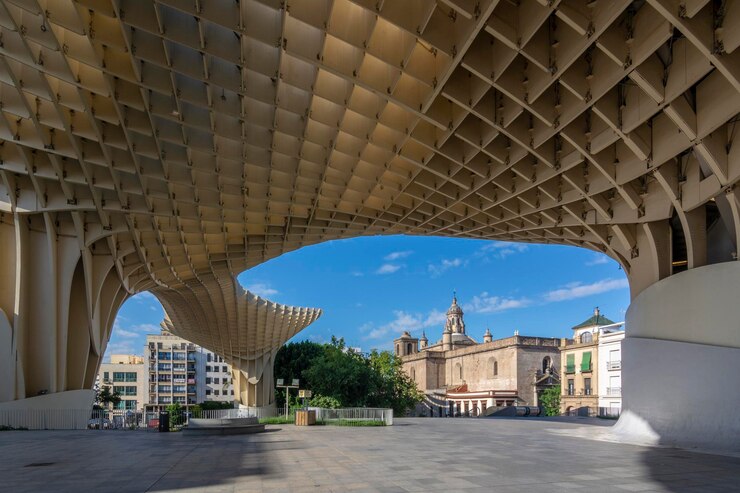 Vista della città attraverso il fungo di Siviglia Andalusia Spagna