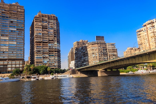 Vista della città del Cairo e del fiume Nilo in Egitto