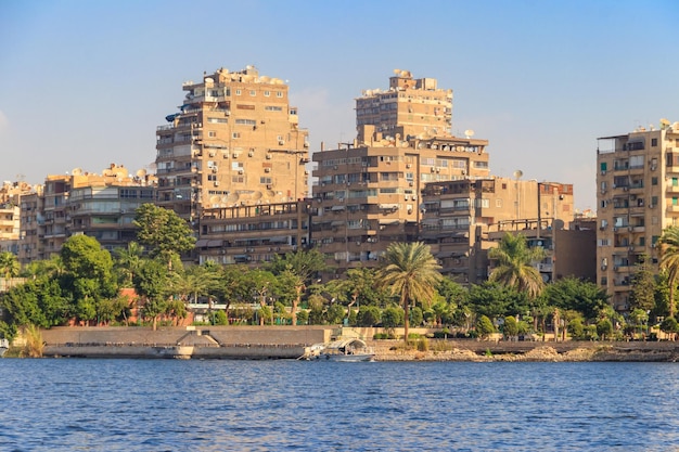 Vista della città del Cairo e del fiume Nilo in Egitto