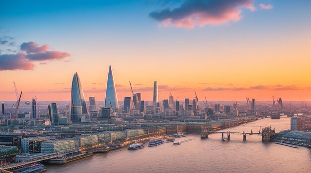 Vista della città di Londra al tramonto