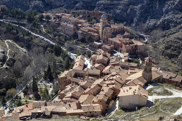 Vista della città medievale di Albarracin Teruel Aragona Spagna