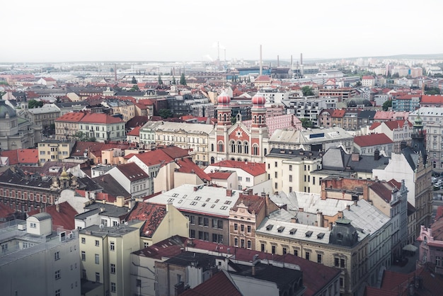 Vista della città vecchia di Pilsen Plzen dalla torre della città Repubblica Ceca