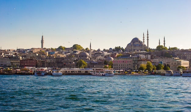 Vista della città vecchia e bellissima moschea di Istanbul