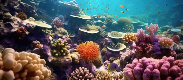 vista della colorata barriera corallina nel mare