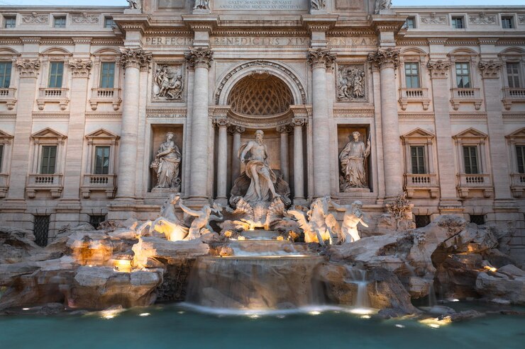 Vista della Fontana di Trevi, a Roma, lazio, Italy.