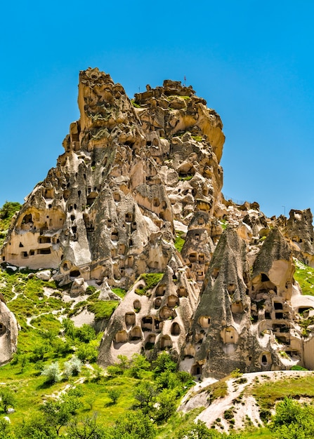 Vista della fortezza di roccia di Uchisar in Cappadocia, Turchia