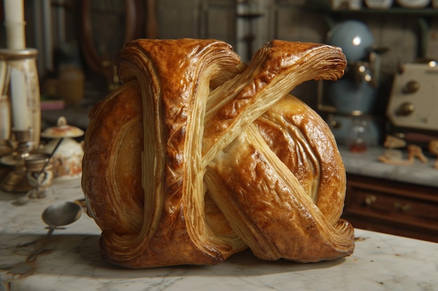 Vista della lettera d k con pasticceria