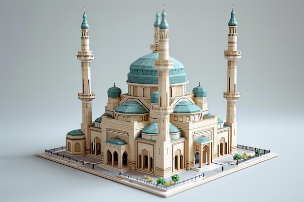 Vista della moschea islamica 3d