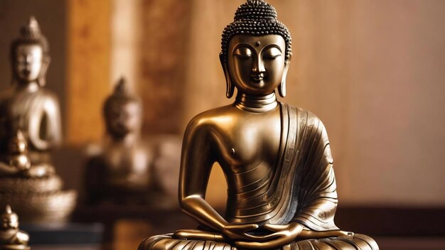 Vista della statuetta di Buddha per la tranquillità e la meditazione