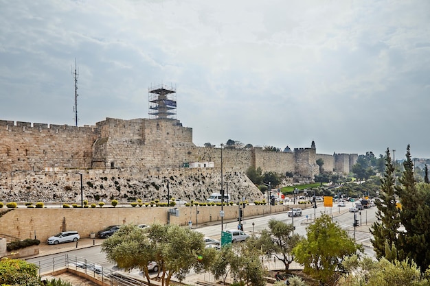 Vista della torre del re Davide nella città vecchia di Gerusalemme