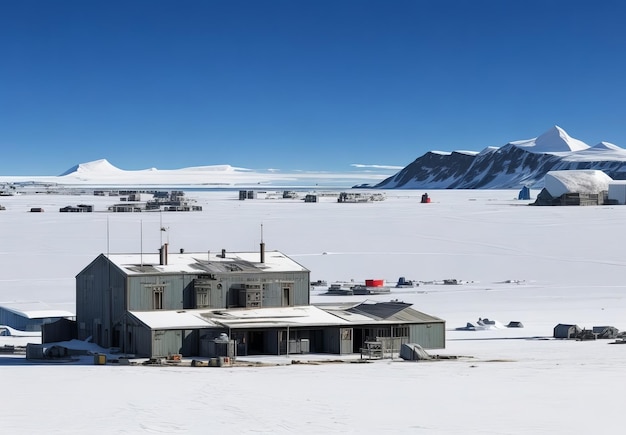 Vista della vecchia base della Cupola alla stazione polare meridionale americana AmundsenScott in Antartide