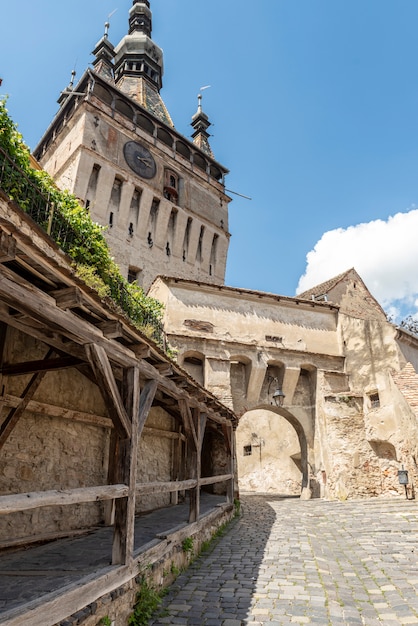 Vista della via in Sighisoara, città medievale della Transilvania, Romania