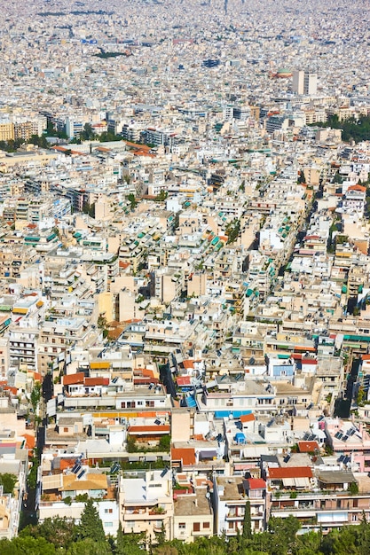 Vista delle aree residenziali della città di Atene dal Monte Licabetto, Grecia