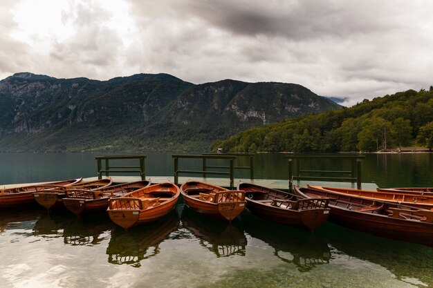 Vista delle barche di legno, Bohinj