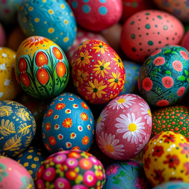Vista delle colorate uova di Pasqua Celebrazione della Pasqua