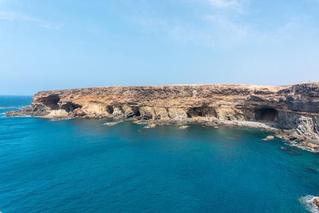 Vista delle Cuevas de Ajuy, Pajara, costa occidentale dell'isola di Fuerteventura, Isole Canarie. Spagna