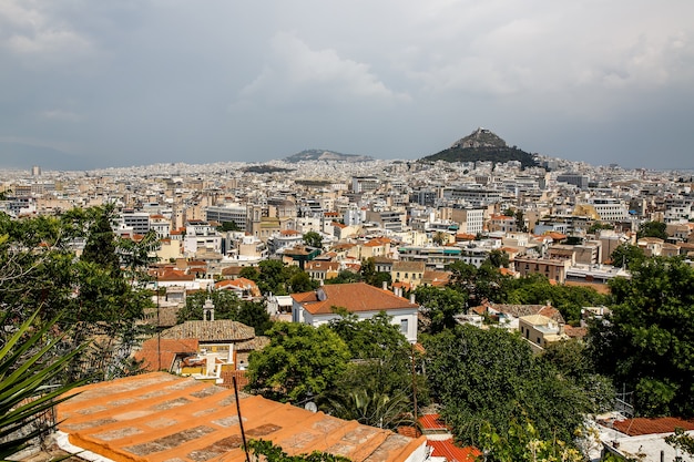 Vista di Atene dall'Acropoli, Grecia sfondo di viaggio