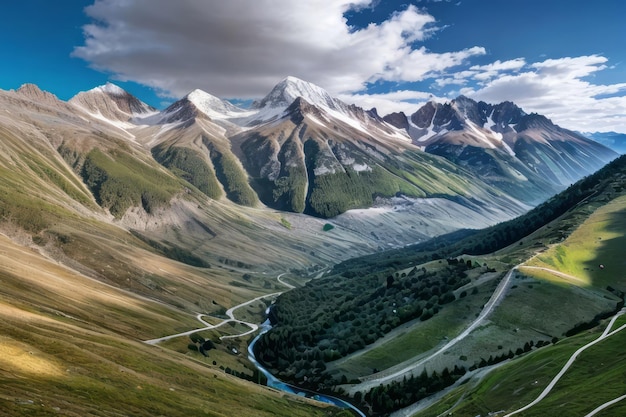 vista di bellissime montagne paesaggio con cielo blu e tempo limpido