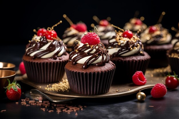 Vista di deliziosi e dolci dolci con glassa