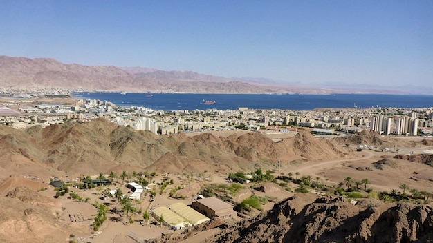 Vista di Eilat e Giordania, Mar Rosso, Israel