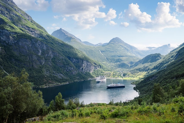 Vista di Geiranger e Geirangerfjord