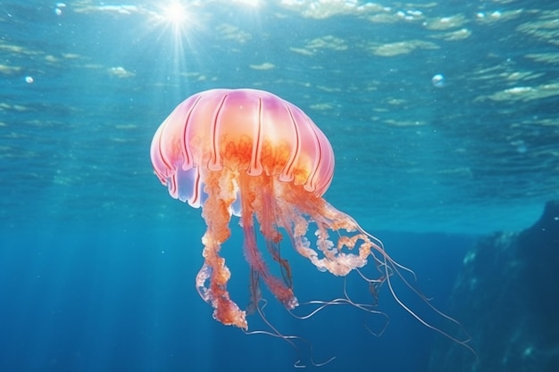 Vista di maestose meduse nell'oceano