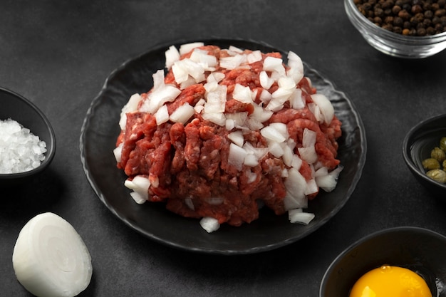 Vista di manzo per bistecca alla tartara