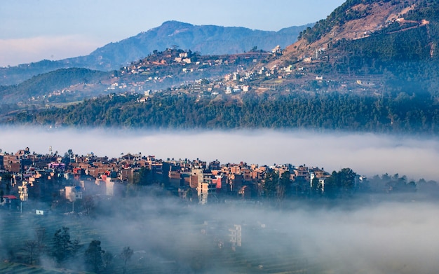 vista di mattina del villaggio di Khokana, Kathmandu, Nepal.