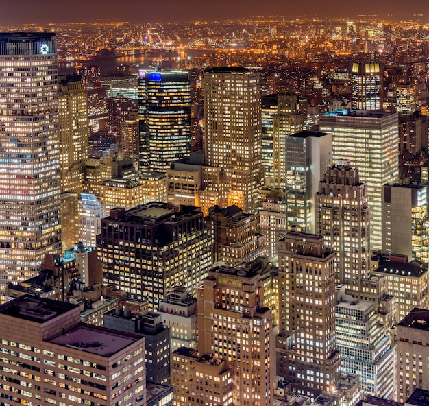 Vista di New York Manhattan durante le ore del tramonto