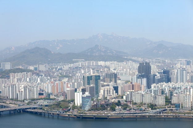 Vista di Seoul dall'edificio 63, Corea